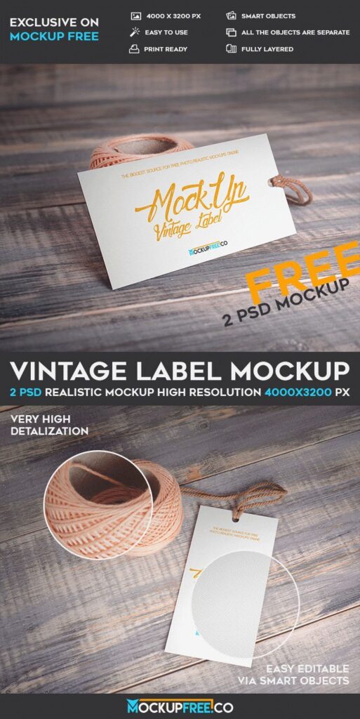 2 Hanging Label Tag Mockups with Yarn in Different Positions