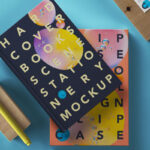 2 Hardcover Book Mockup with Stationery