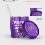 2 Ice Cream Plastic Jar Mockups Floating or with Spoon