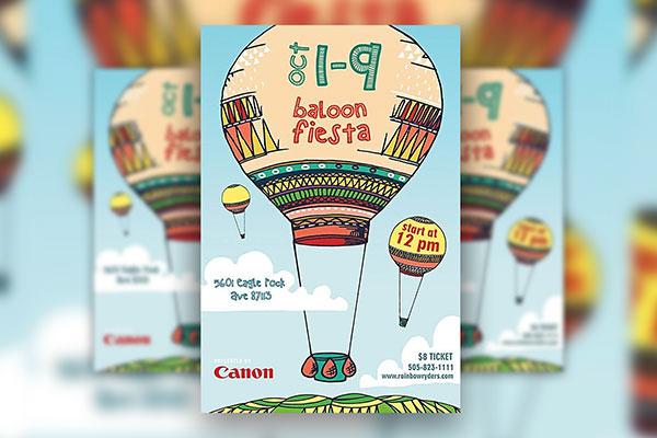 2 Illustrated Balloon Fiesta Flyer Templates