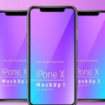 2 iPhone X Mockups in the Front and Half-Side Views mockup preview
