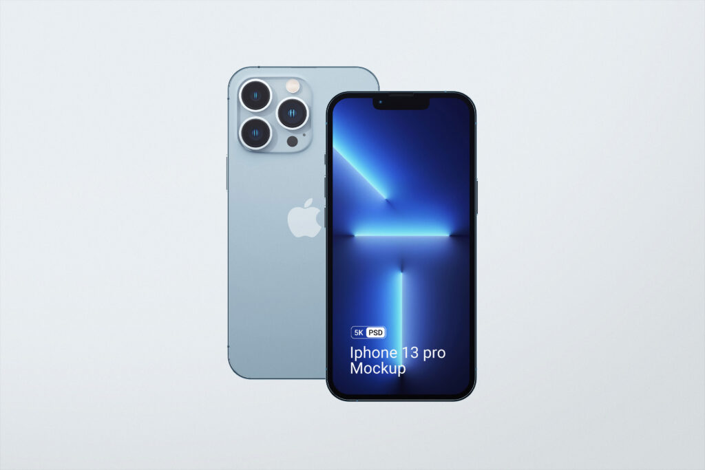 2 iPhones 13 Pro Mockup in Front View