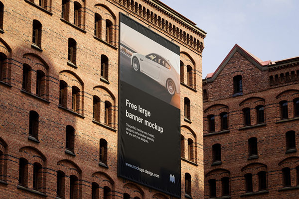 2 Large Banner Mockups on building in Varied Sights