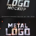 2 Metal Logo Mockups in the Top and Half-Side Views mockup preview