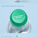 2 Mineral Water Glass Bottle Mockups in Different Views