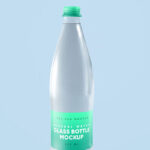 2 Mineral Water Glass Bottle Mockups in Different Views
