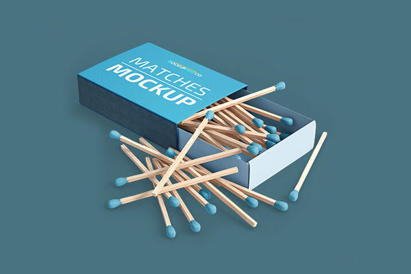 2 Mockups Featuring Open and Closed Match Boxes