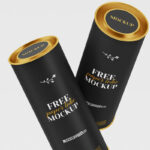 2 Mockups featuring Paper Tubes Standing and Floating in Air mockup preview