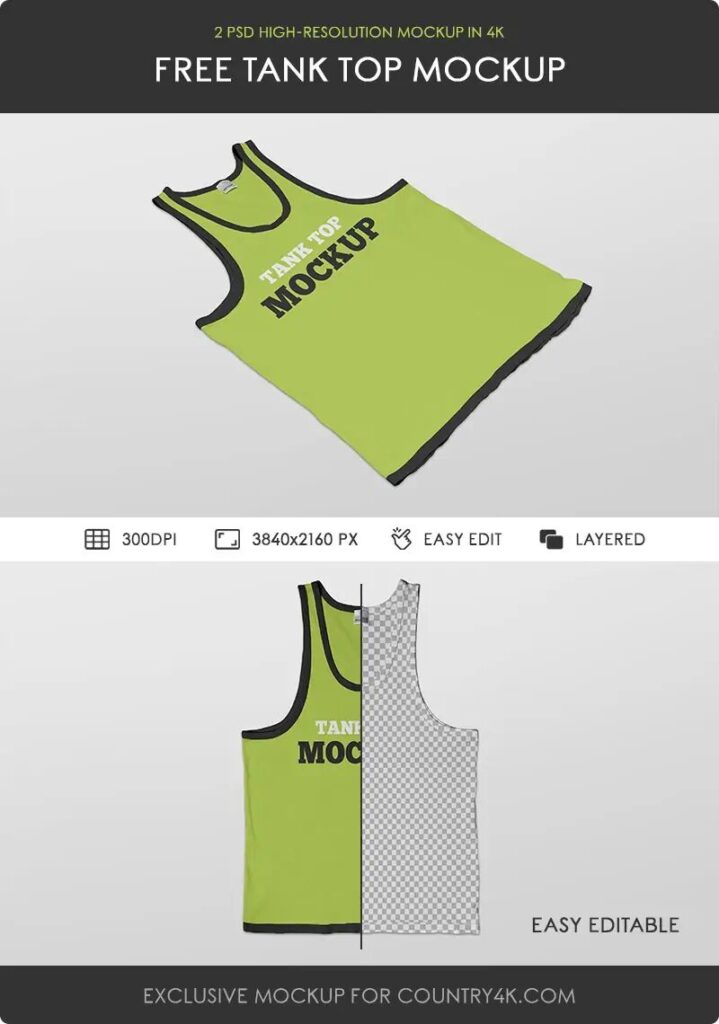 2 Mockups Featuring Tank Top in Perspective and Top Views mockup preview