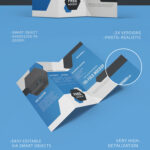 2 Mockups Featuring Tri-fold Brochures Standing and Laid on Floor