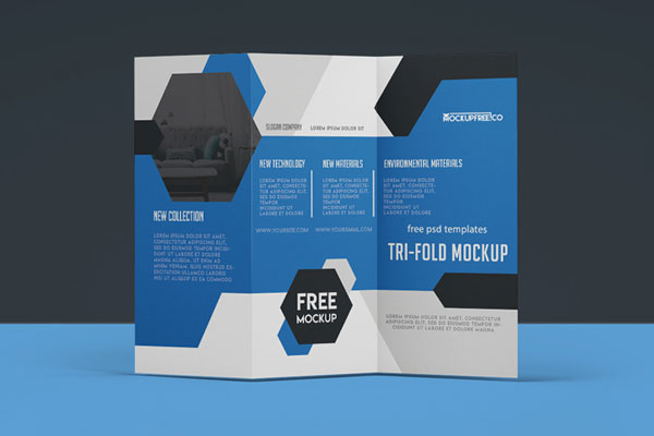 2 Mockups Featuring Tri-fold Brochures Standing and Laid on Floor