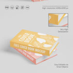 2 Mockups of 2 Hardcover Books Standing on Floor