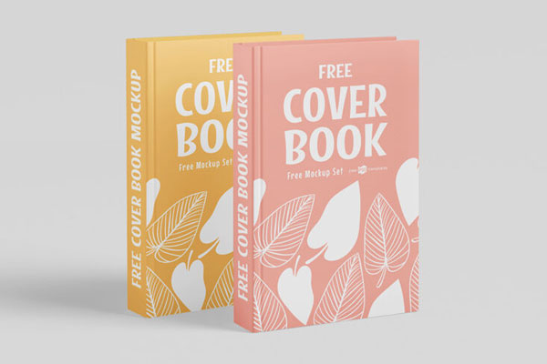 2 Mockups of 2 Hardcover Books Standing on Floor