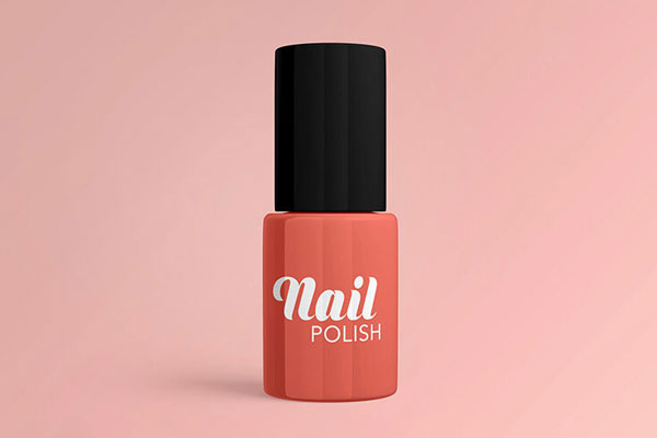 2 Mockups of a Nail Polish Bottle Standing in the Half-Side View