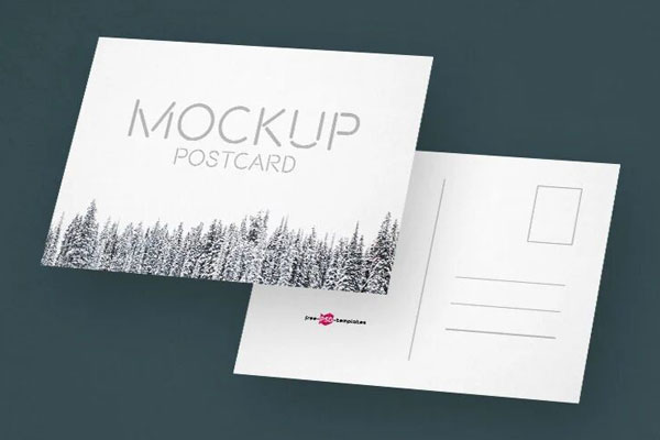 2 Mockups of a Pair of Postcards in Different Views