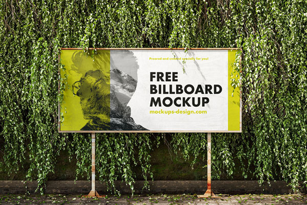 2 Mockups of Billboard with Ivy Wall