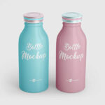 2 Mockups of Bottles Packaging Design with Metal Lids