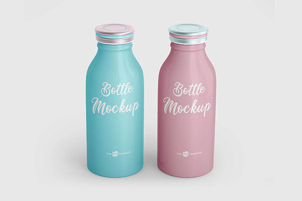 2 Mockups of Bottles Packaging Design with Metal Lids
