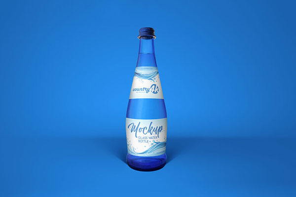 2 Mockups of Clear Glass Water Bottles