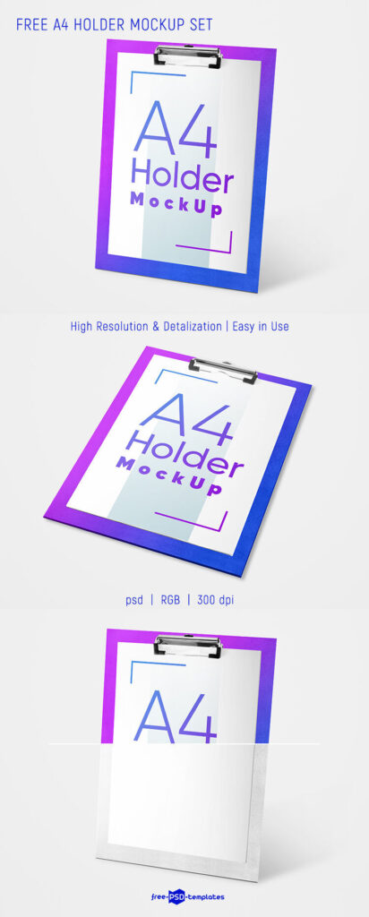 2 Mockups of Clipboard Along with A4 Letterheads