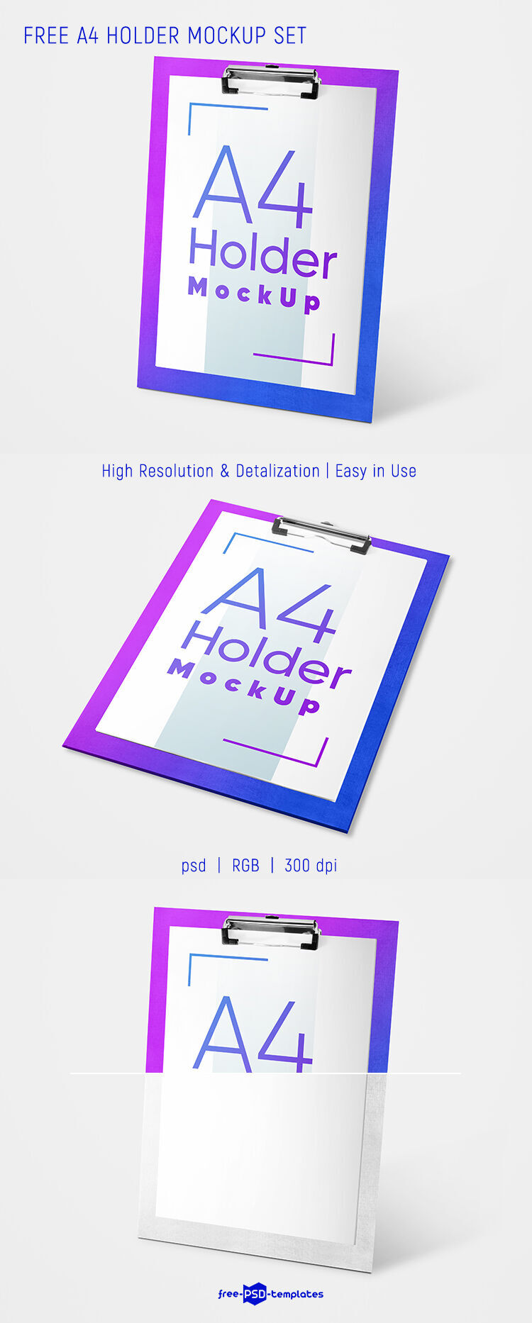 2 Mockups of Clipboard Along with A4 Letterheads FREE PSD