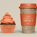 2 Mockups of Coffee Cup Set with Cup Cake