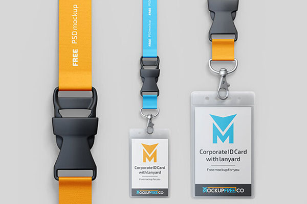 2 Mockups of Corporate ID Card with Lanyard