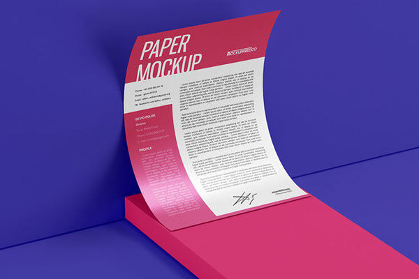 2 Mockups of Curved A4 Paper Design