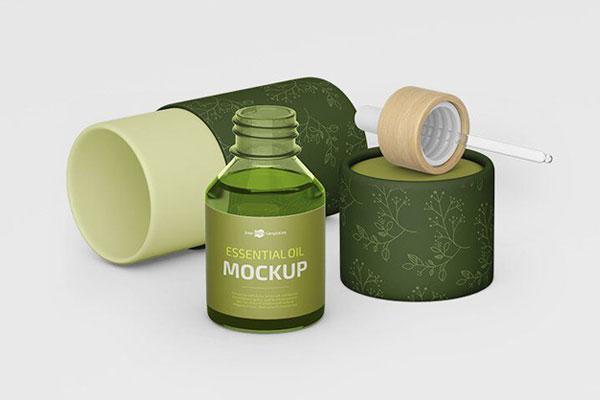 2 Mockups of Essential Oil Dropper with Tube Paper Packaging