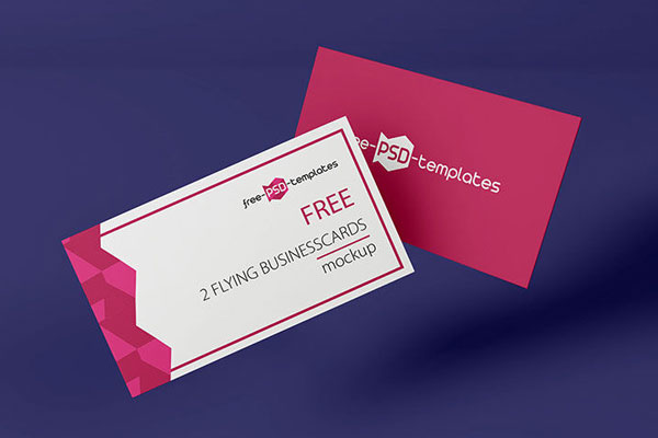 2 Mockups of Flipping Business Cards in the Front View