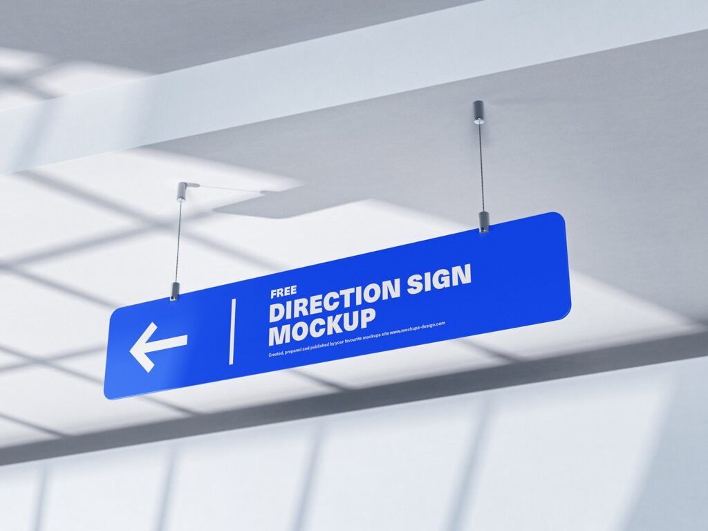 2 Mockups of Hanging Horizontal Direction Sign