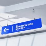 2 Mockups of Hanging Horizontal Direction Sign
