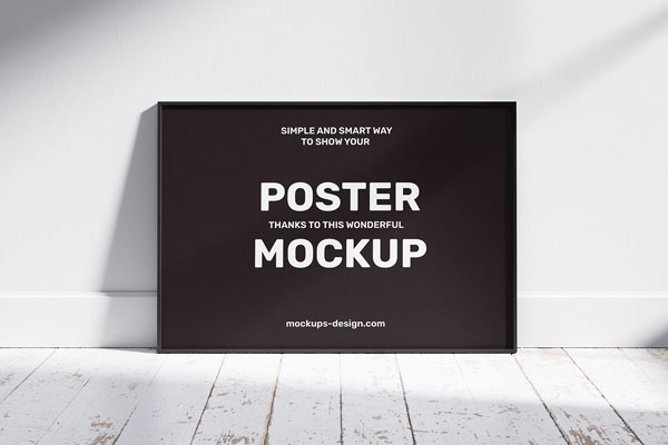 2 Mockups of Horizontal Poster Frame on Sunbeam Aura