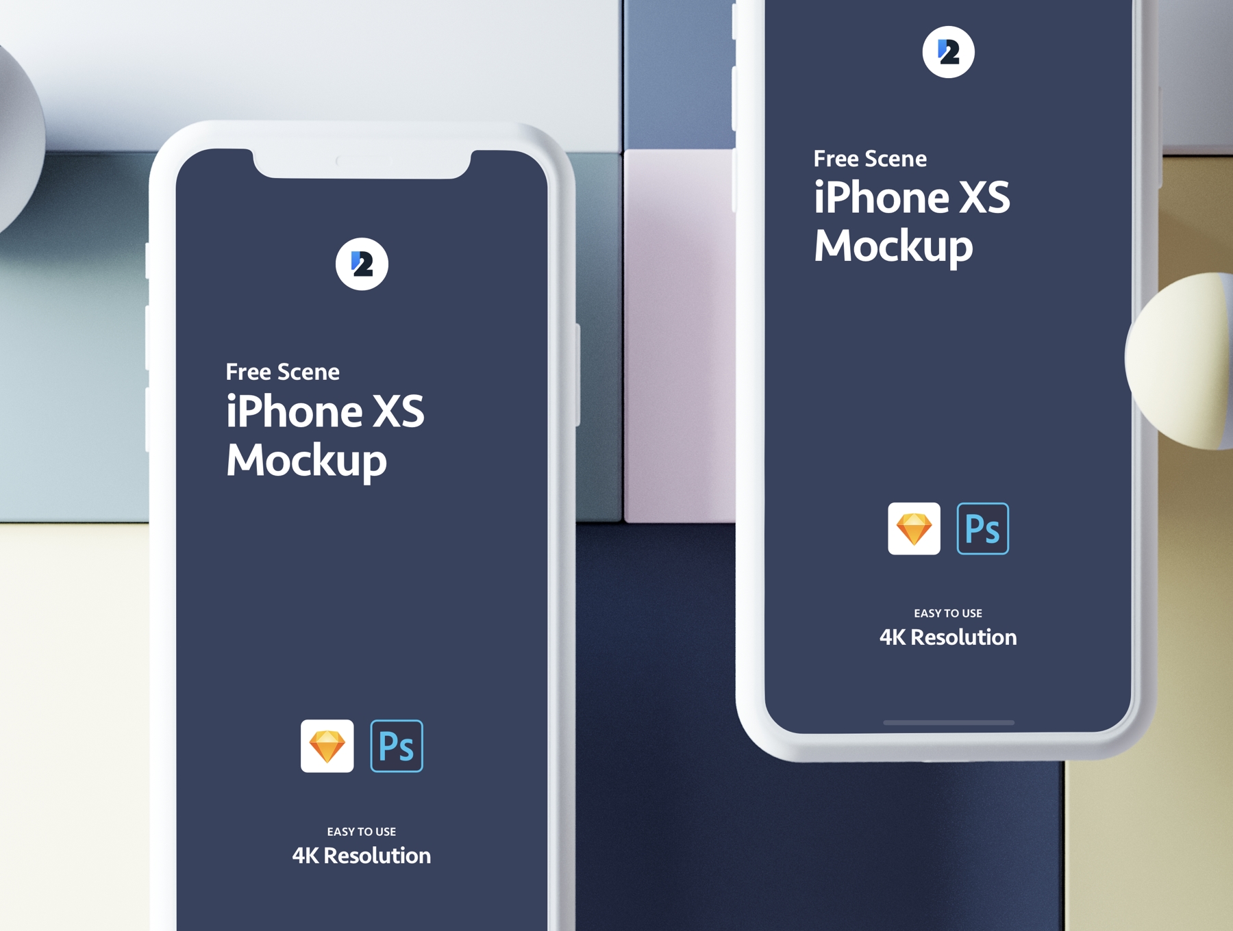 2 Mockups of iPhone XS Scene on Different Angles FREE PSD