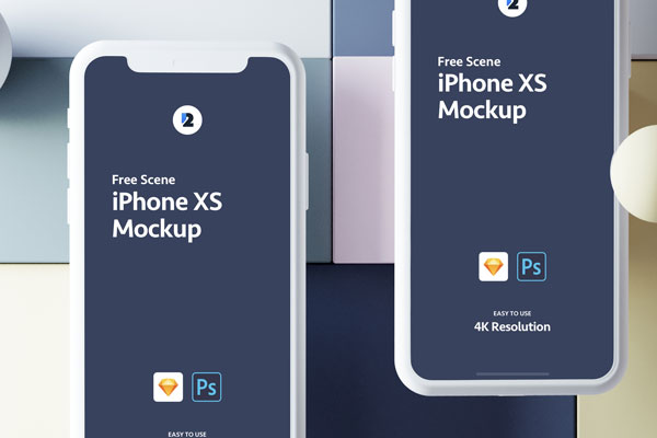 2 Mockups of iPhone XS Scene on Different Angles