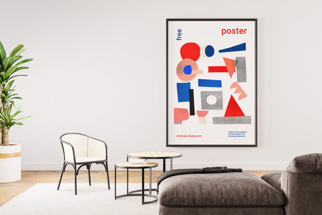 2 Mockups of Large Poster in Living Room