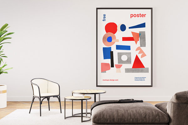 2 Mockups of Large Poster in Living Room