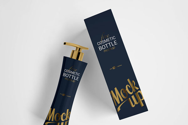2 Mockups of Modern Pump Cosmetic Bottle Packaging