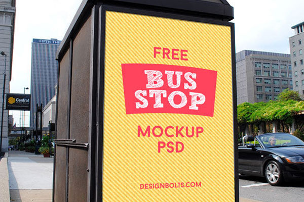 2 Mockups of Outdoor Billboard Advertising Bus Shelters