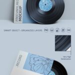 2 Mockups of Photorealistic Vinyl Record