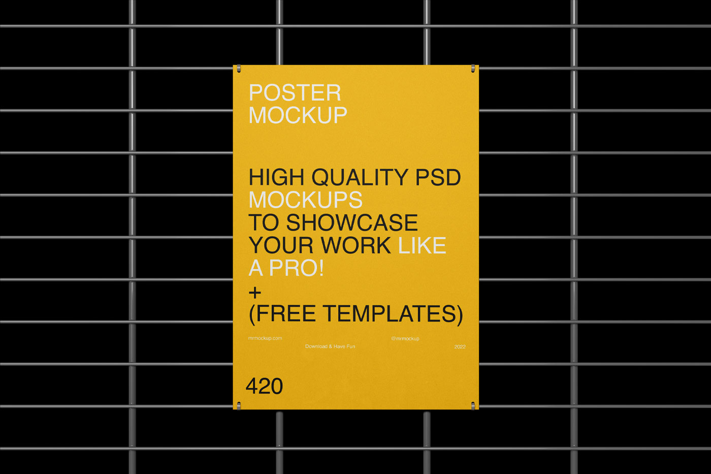 2 Mockups of Rectangular Posters on Grille FREE PSD