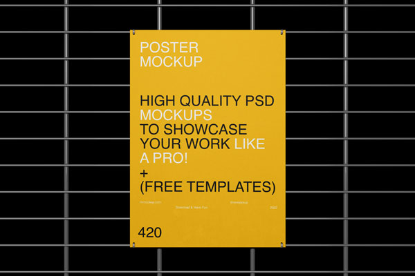 2 Mockups of Rectangular Posters on Grille