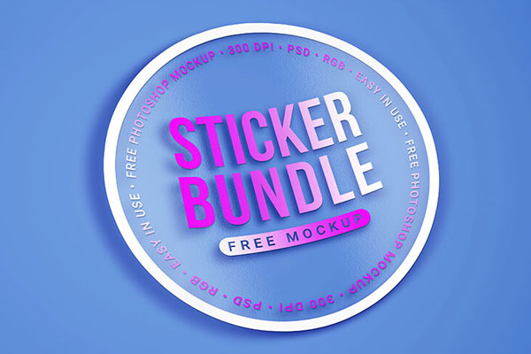 2 Mockups of Round Sticker Bundle