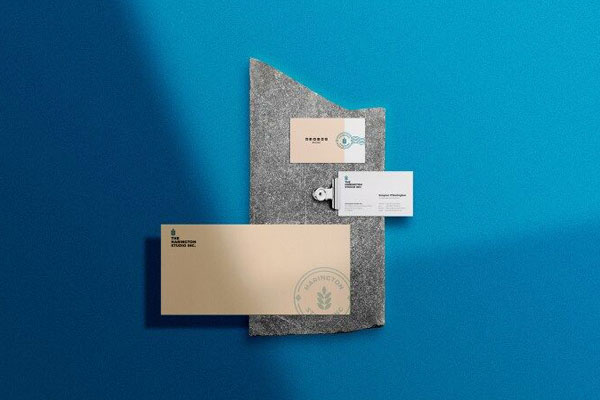 2 Mockups of Stationery Branding Design from Different Angles