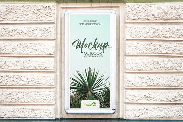 2 Mockups of Vertical Outdoor Advertising Screens in Front View