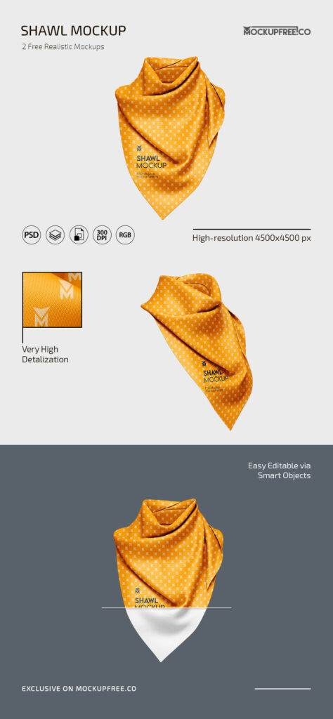 2 Mockups of Woman’s Shawl from Different Angles