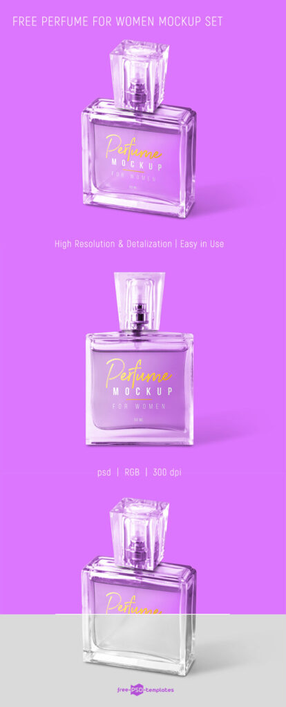 2 Mockups of Women Spray Bottle Perfume Packaging