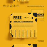 2 Mockups of Wrinkled Tear-Off Flyers Glued to the Wall
