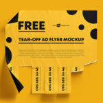 2 Mockups of Wrinkled Tear-Off Flyers Glued to the Wall
