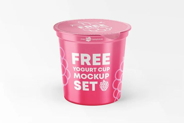 2 Mockups of Yogurt Cups in Different Views